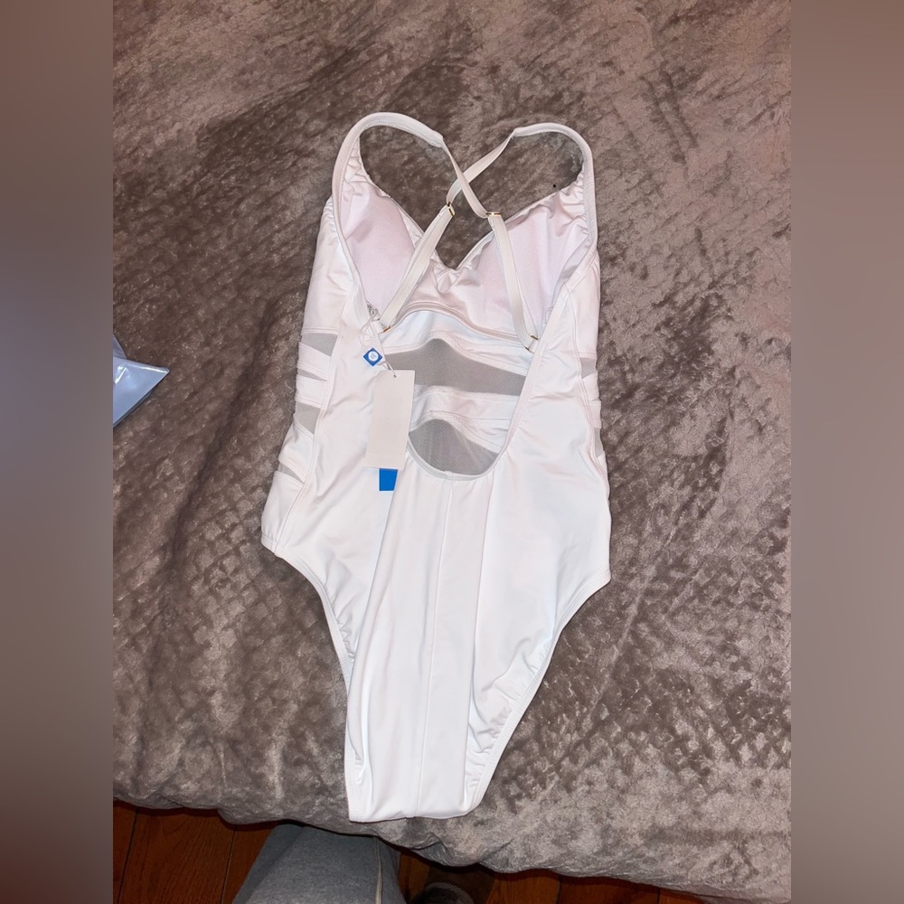 Bleu Rob Beattie white one piece swimsuit